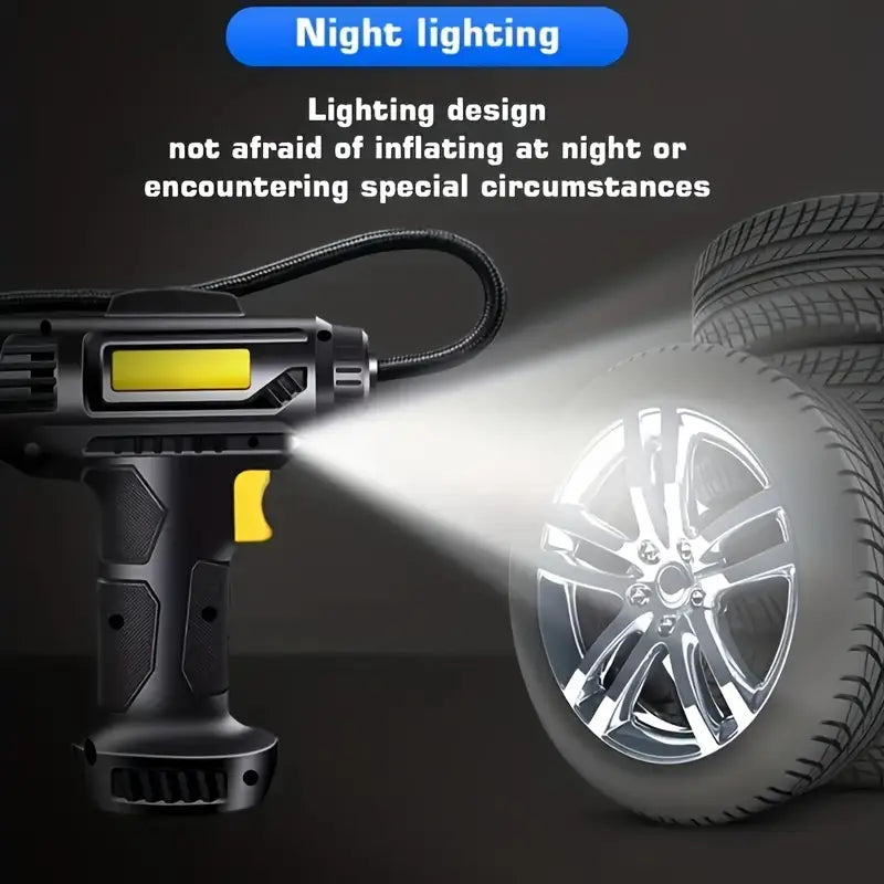 120W Portable Car Air Compressor🚗-Automobiles Tire Inflator with LED Light for Car