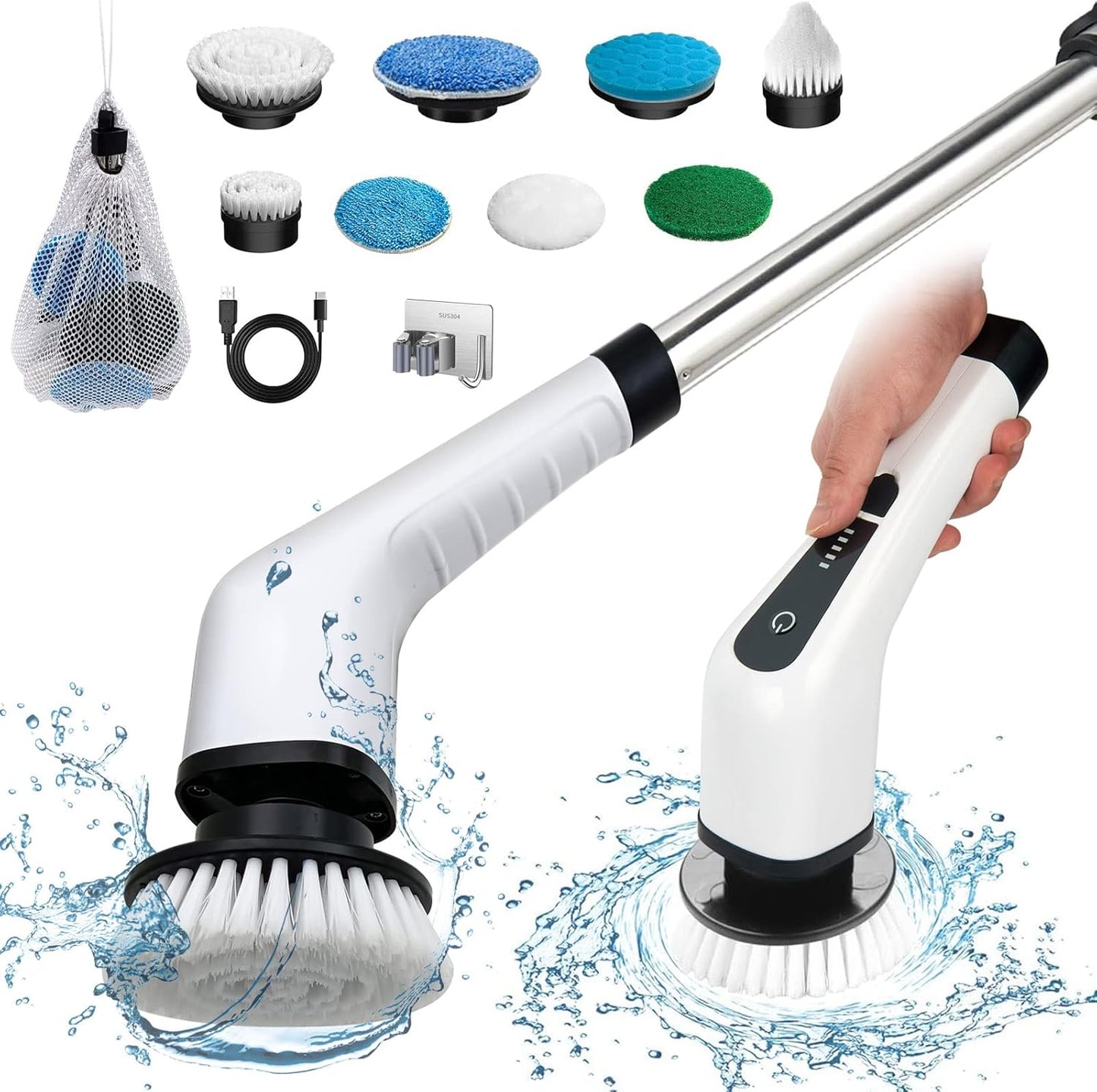 ✨ 8 in 1 Electric Scrubber for Effortless Cleaning🧽🌀