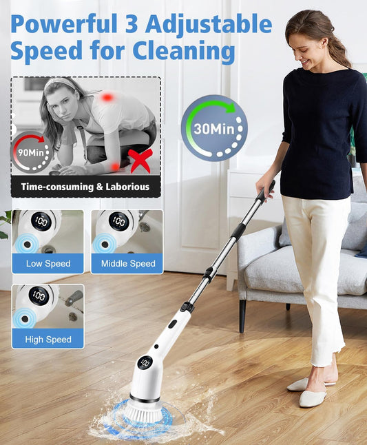 ✨ 8 in 1 Electric Scrubber for Effortless Cleaning🧽🌀