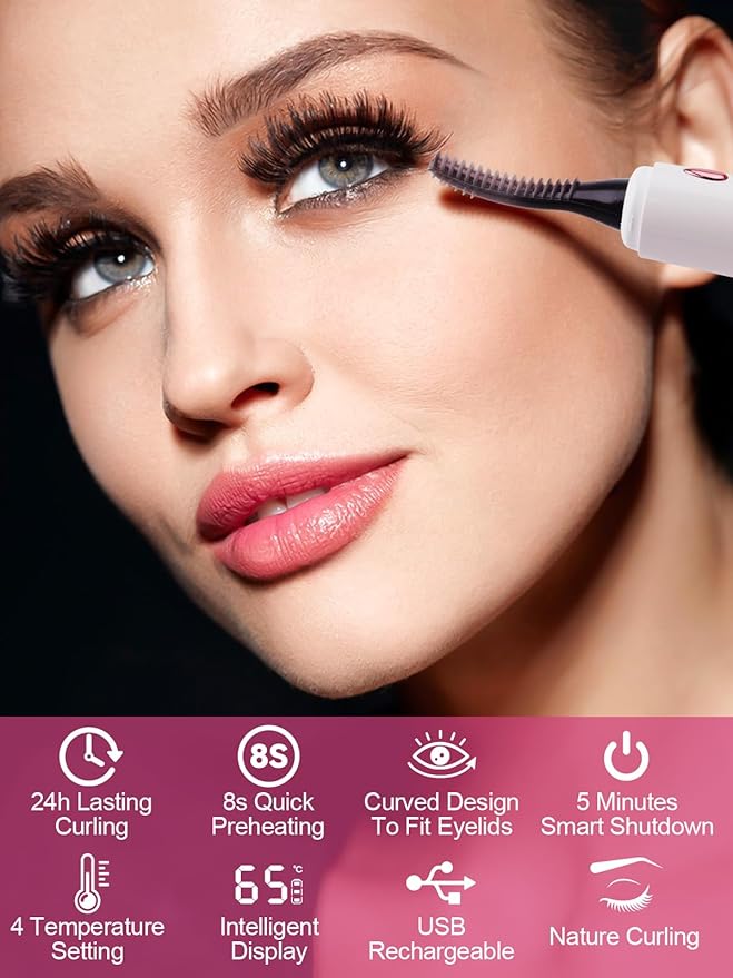 🌟Double-Sided Silicone Electric Lash Curler for Long-Lasting, Natural Lashes 👁️