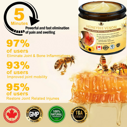 ✅Official Store: Honeybee-Venom Pain-Relief Bone Healing Cream👨‍⚕️Health Canada Professional Certification(Reducing joint swelling, pain, stiffness, redness, warmth, soreness, and joint fatigue)