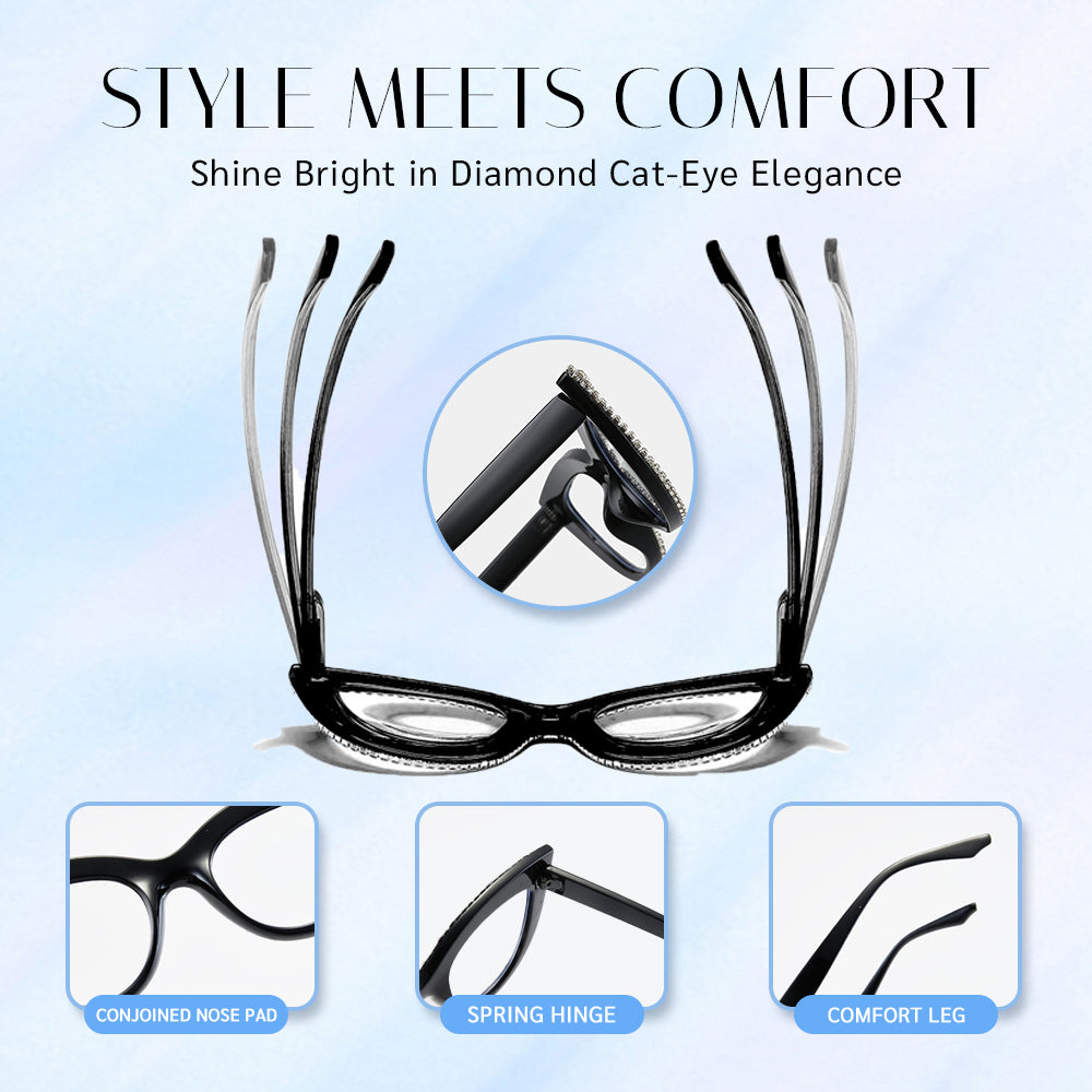 Fashion Diamond Cat-Eye Reading Glasses/Sunglasses👓