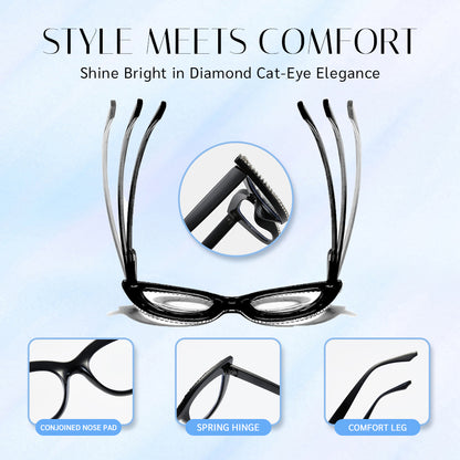 Fashion Diamond Cat-Eye Reading Glasses/Sunglasses👓